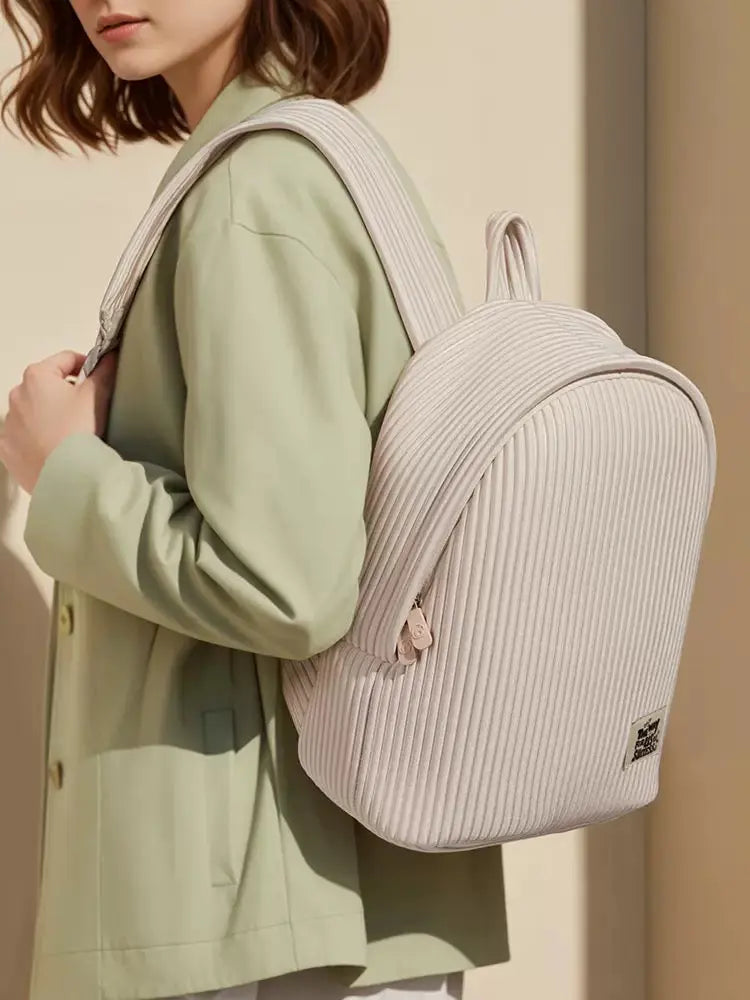 Aura Pleated Daypack – Minimalist Soft-Texture Lightweight Backpack