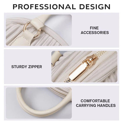 Elegant Pleated Mini Bowling Bag – Chic Convertible Crossbody & Handheld Purse