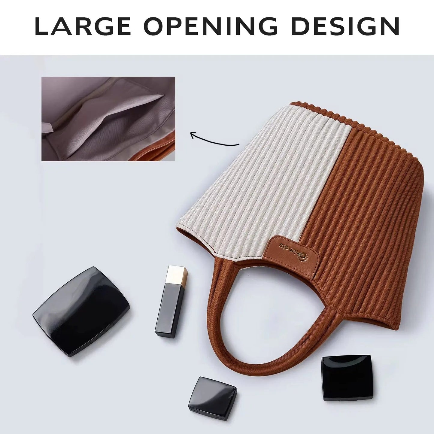 Two-Tone Pleated Mini Tote – Chic Dual-Color Crossbody & Top-Handle Handbag
