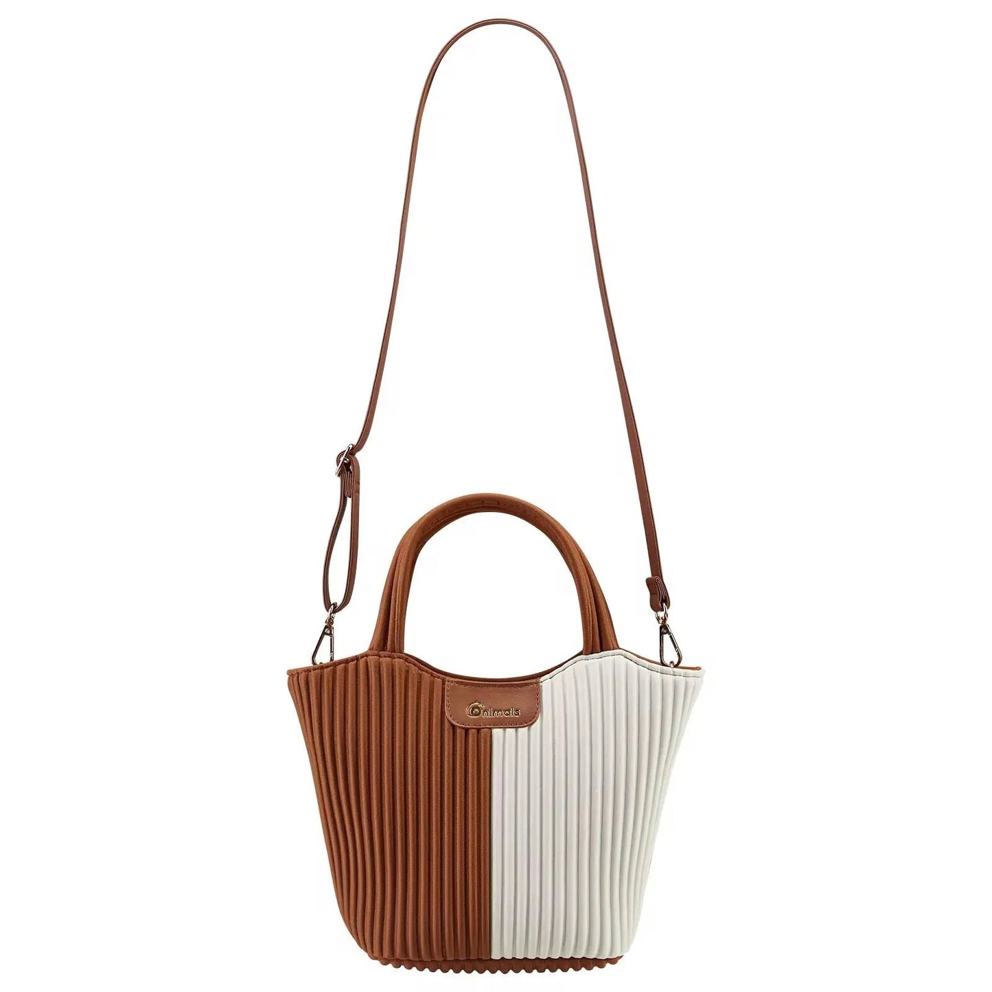 Two-Tone Pleated Mini Tote – Chic Dual-Color Crossbody & Top-Handle Handbag