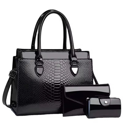 3-Piece Women's Handbag Set - Tote, Shoulder Bag & Wallet