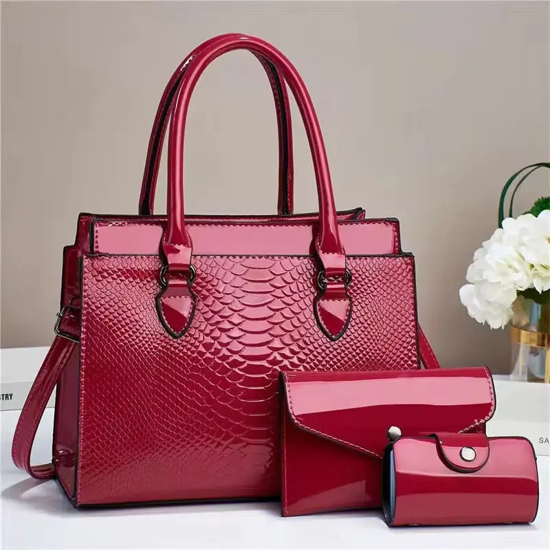 3-Piece Women's Handbag Set - Tote, Shoulder Bag & Wallet