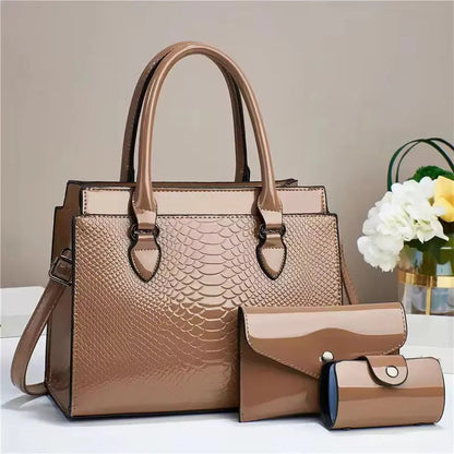 3-Piece Women's Handbag Set - Tote, Shoulder Bag & Wallet