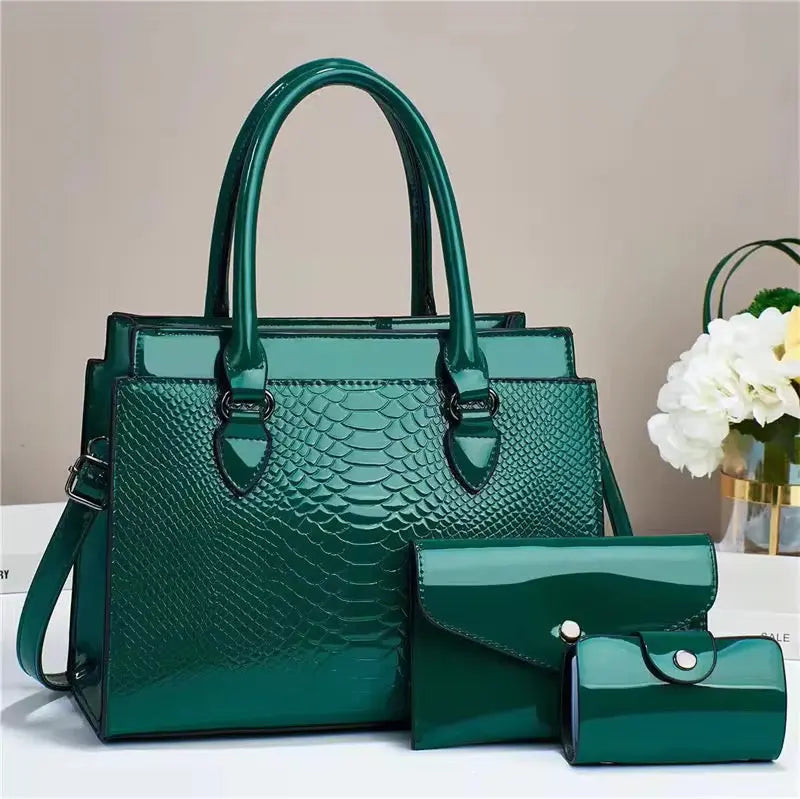3-Piece Women's Handbag Set - Tote, Shoulder Bag & Wallet