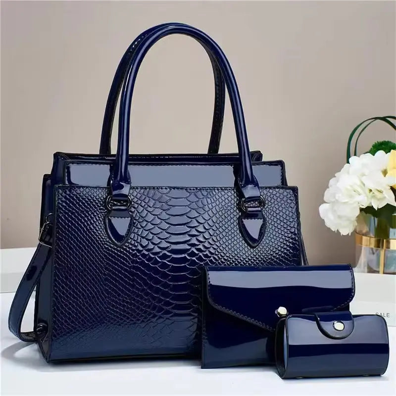 3-Piece Women's Handbag Set - Tote, Shoulder Bag & Wallet