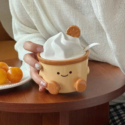 Ceramic Dessert Cup with Lid & Spoon