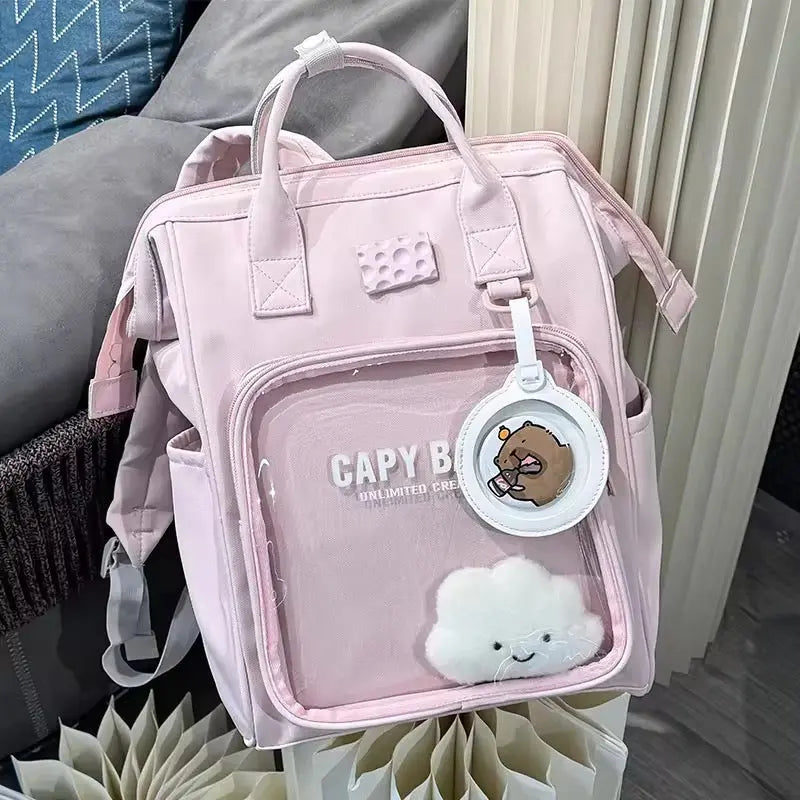 Capybara Transparent Backpack - Cute Clear Panel Bag for Everyday
