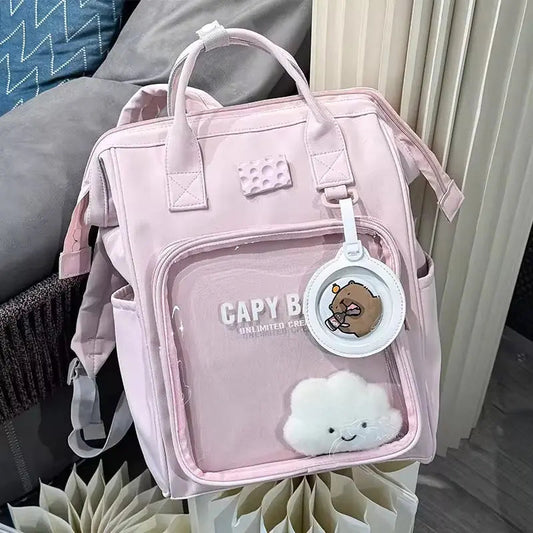 Capybara Transparent Backpack - Cute Clear Panel Bag for Everyday