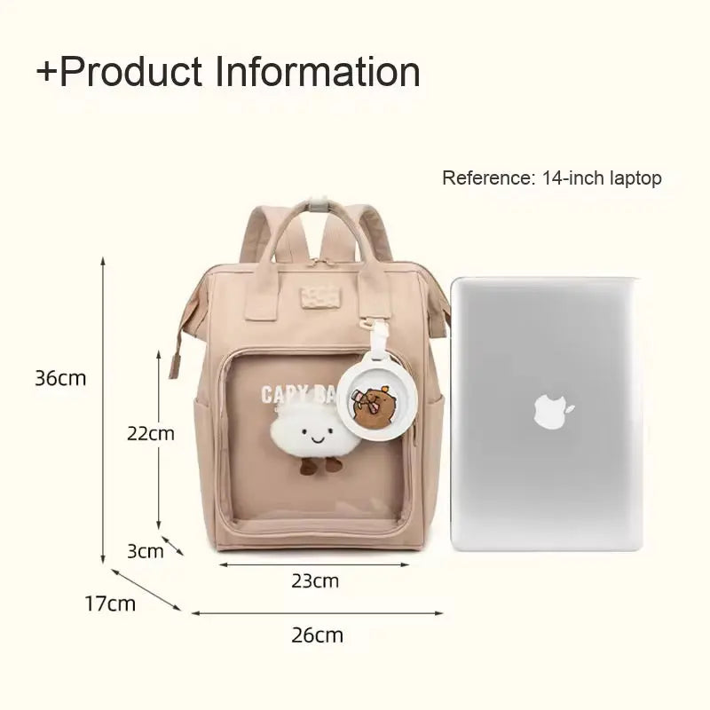 Capybara Transparent Backpack - Cute Clear Panel Bag for Everyday