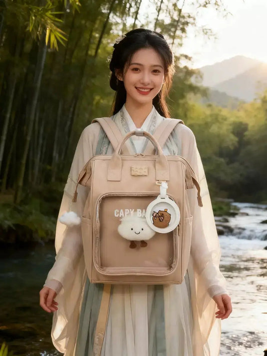 Capybara Transparent Backpack - Cute Clear Panel Bag for Everyday