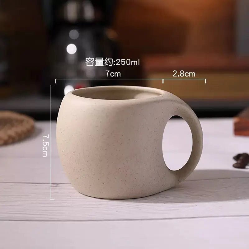 Sandshell Stoneware Duo – Minimalist Sculptural Cup & Saucer Set