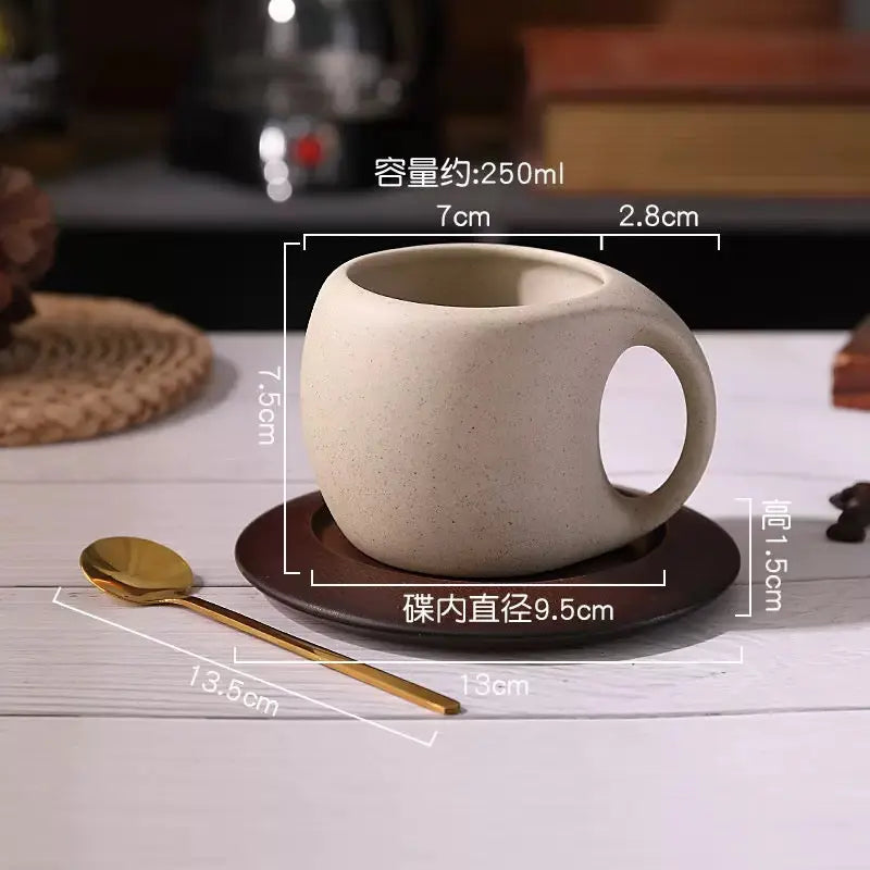 Sandshell Stoneware Duo – Minimalist Sculptural Cup & Saucer Set