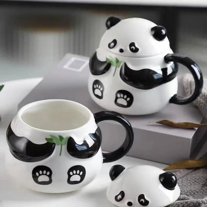 Panda Grove Service – Artisan Panda Ceramic Mug & Stay-Warm Sculptural Lid