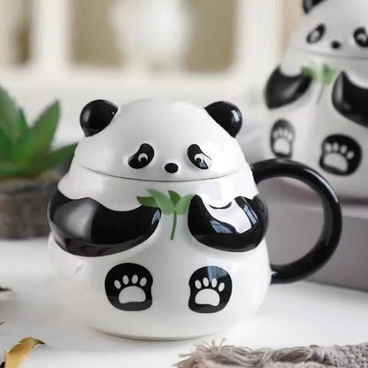 Panda Grove Service – Artisan Panda Ceramic Mug & Stay-Warm Sculptural Lid