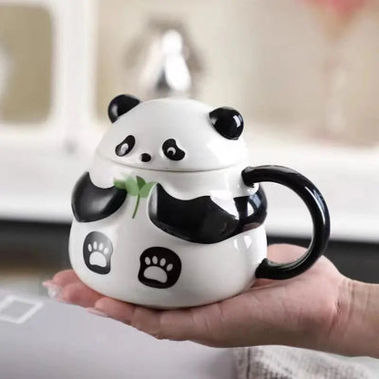 Panda Grove Service – Artisan Panda Ceramic Mug & Stay-Warm Sculptural Lid