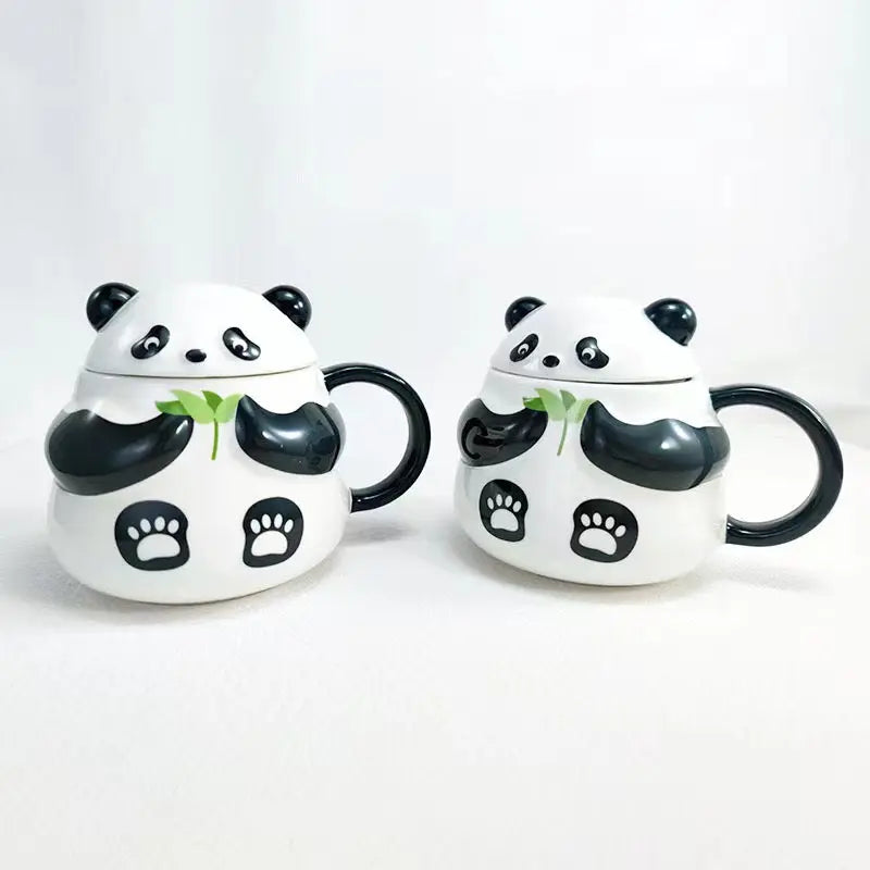 Panda Grove Service – Artisan Panda Ceramic Mug & Stay-Warm Sculptural Lid