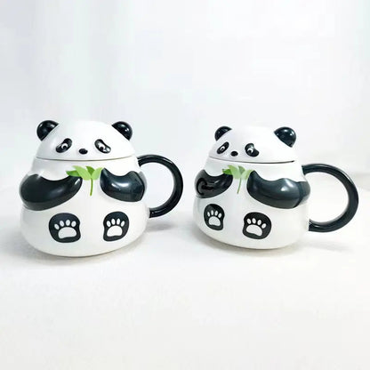 Panda Grove Service – Artisan Panda Ceramic Mug & Stay-Warm Sculptural Lid