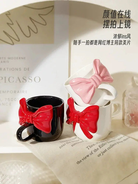 Ribbon Mug – Artisan Ceramic Cup & Sculptural 3D Bow-Knot Handle