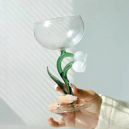 Botanical Muse Goblet – Artisan Flower-Stem Glass & Aesthetic Floral Drinkware