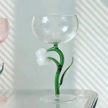 Botanical Muse Goblet – Artisan Flower-Stem Glass & Aesthetic Floral Drinkware