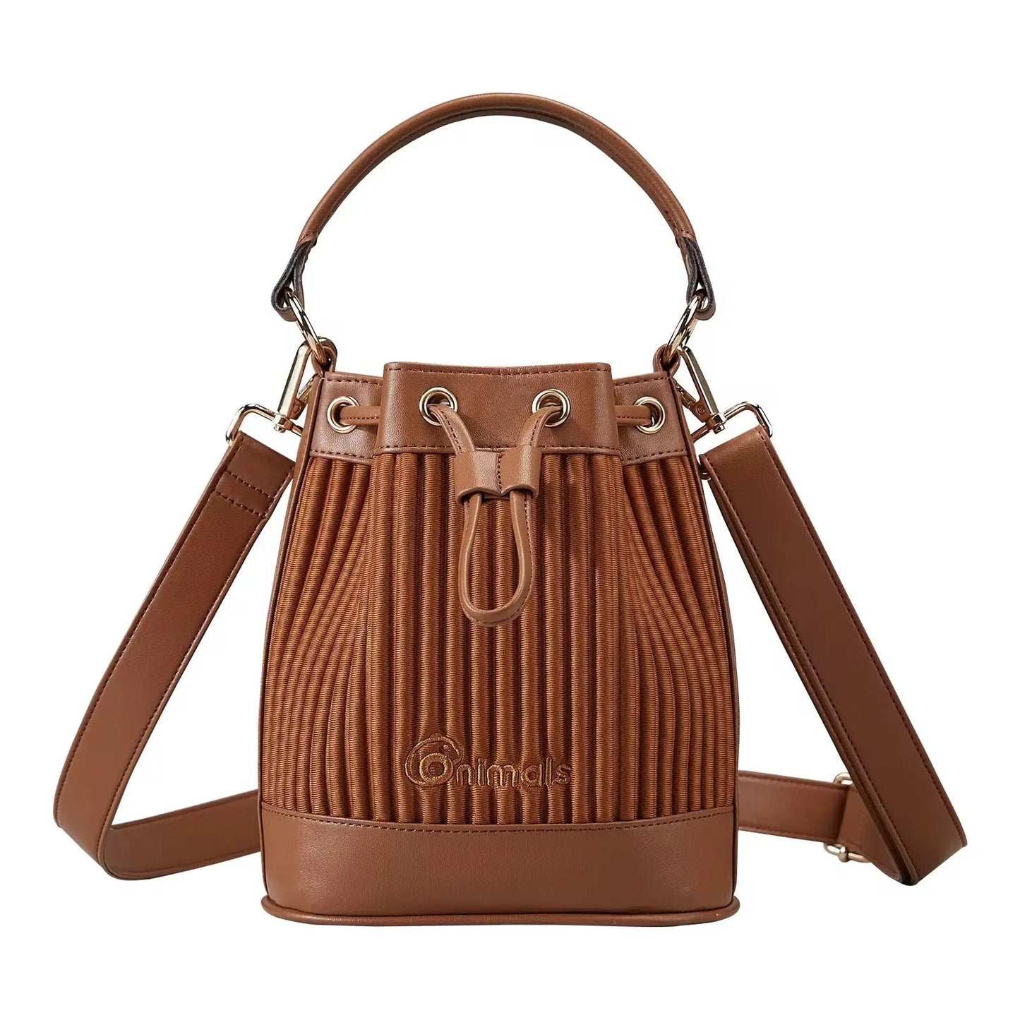 Luxe Pleated Bucket Bag – Chic Ribbed Texture Crossbody & Shoulder Handbag