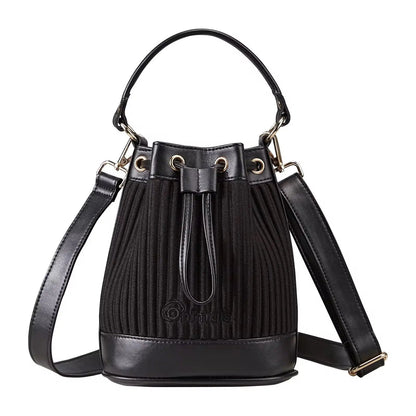Luxe Pleated Bucket Bag – Chic Ribbed Texture Crossbody & Shoulder Handbag