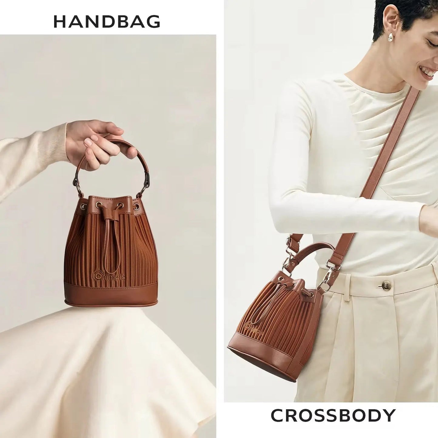 Luxe Pleated Bucket Bag – Chic Ribbed Texture Crossbody & Shoulder Handbag