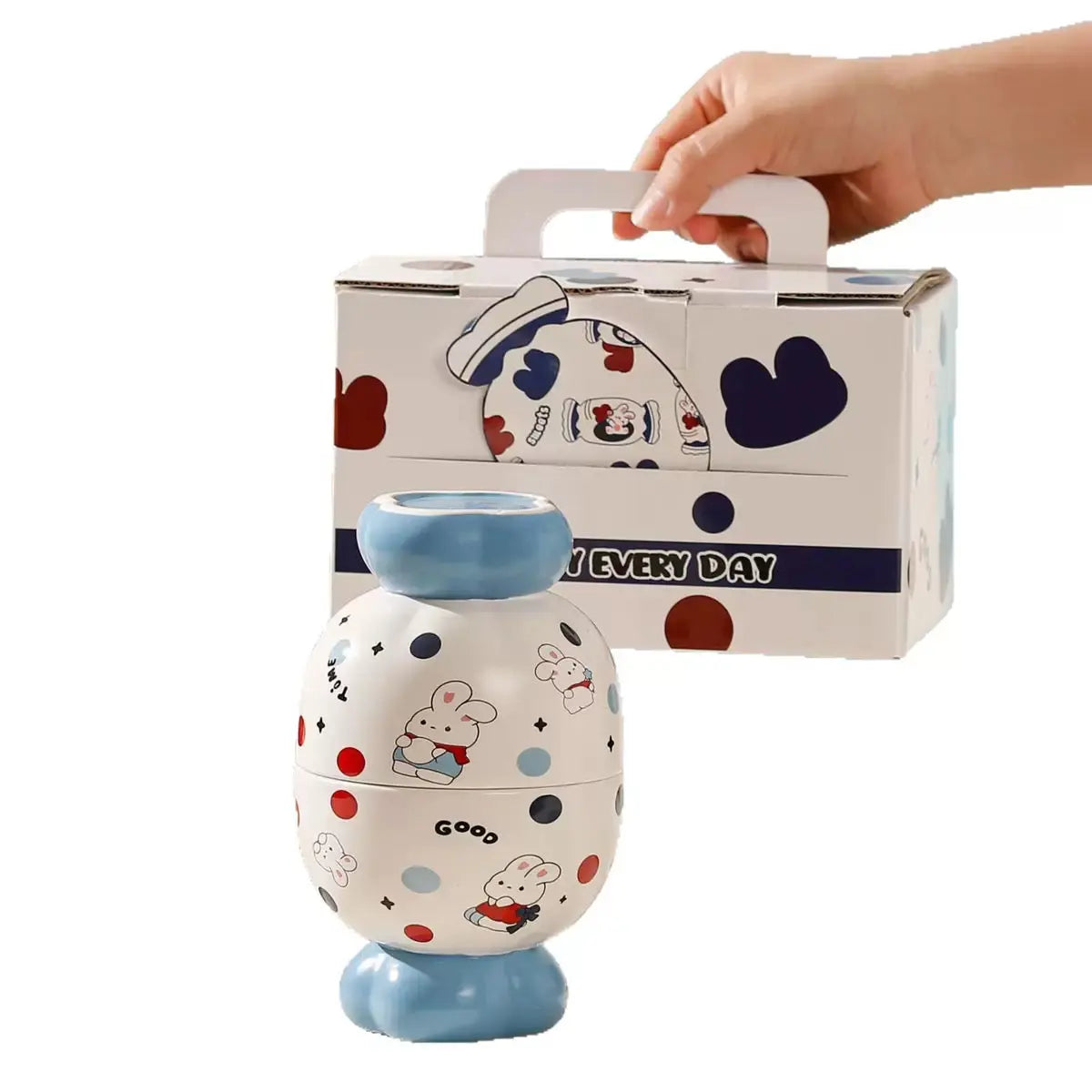 Rabbit Print Ceramic Snack Bowl in Gift Box