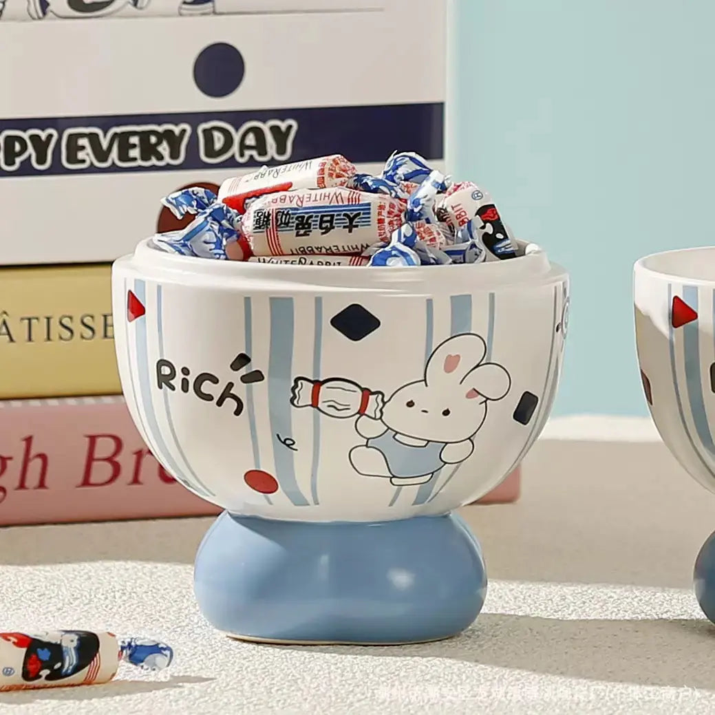 Rabbit Print Ceramic Snack Bowl in Gift Box