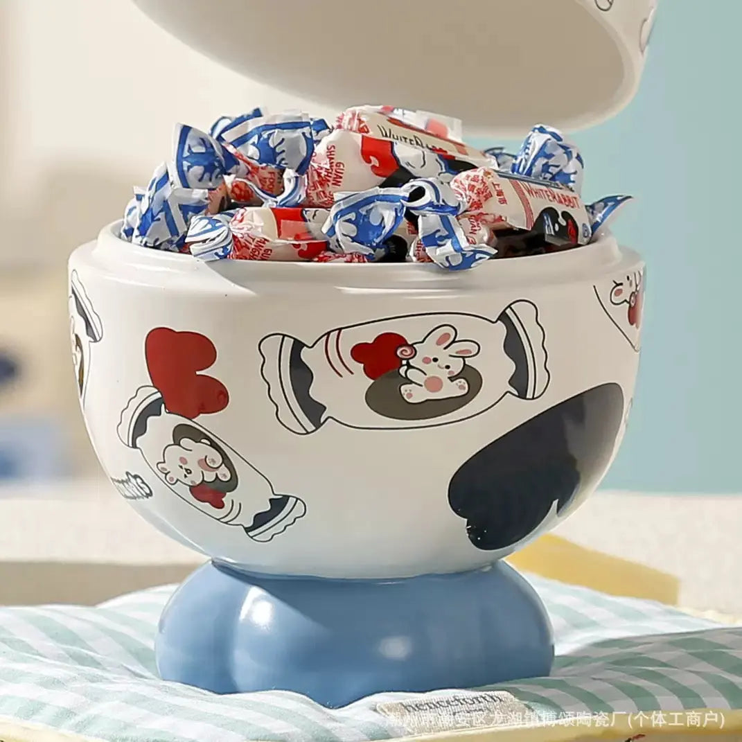 Rabbit Print Ceramic Snack Bowl in Gift Box