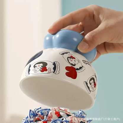 Rabbit Print Ceramic Snack Bowl in Gift Box