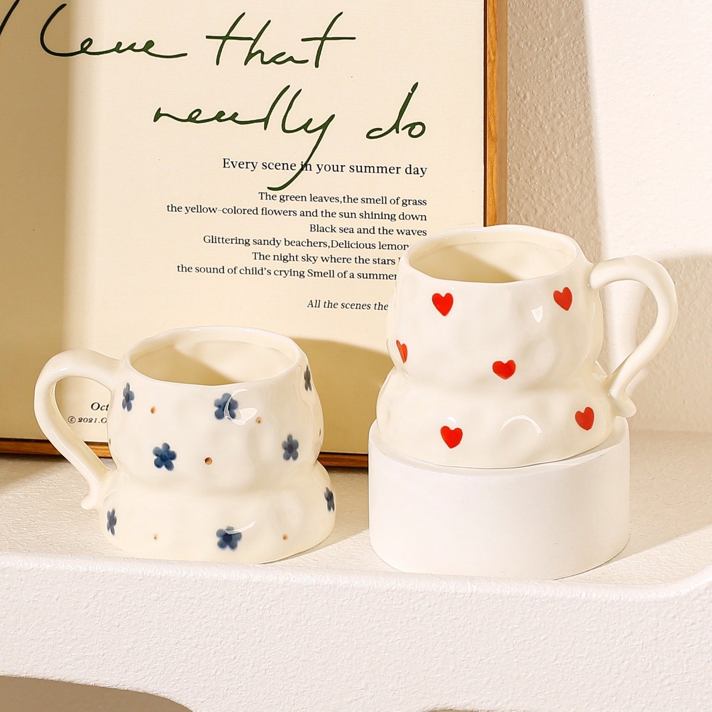 Botanical Muse Cup – Artisan Textured Ceramic Mug & Aesthetic Heritage Motifs