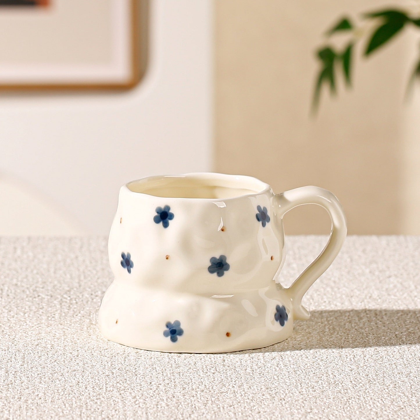 Botanical Muse Cup – Artisan Textured Ceramic Mug & Aesthetic Heritage Motifs