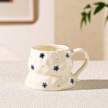 Botanical Muse Cup – Artisan Textured Ceramic Mug & Aesthetic Heritage Motifs