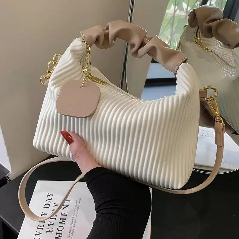 Lumina Pleated Hobo – Soft-Textured Ruched Handbag & Crossbody Purse