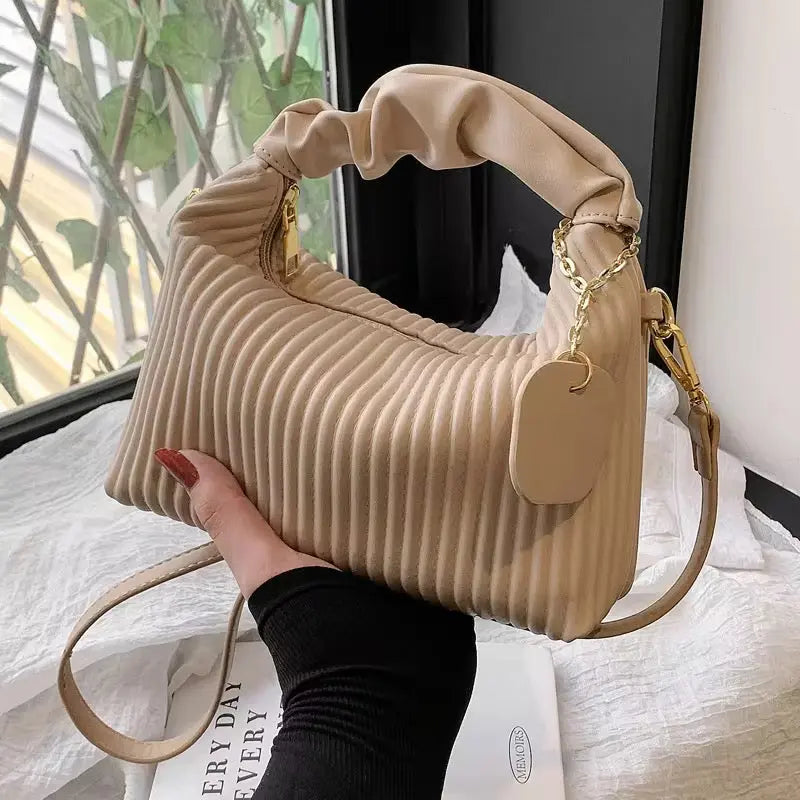 Lumina Pleated Hobo – Soft-Textured Ruched Handbag & Crossbody Purse