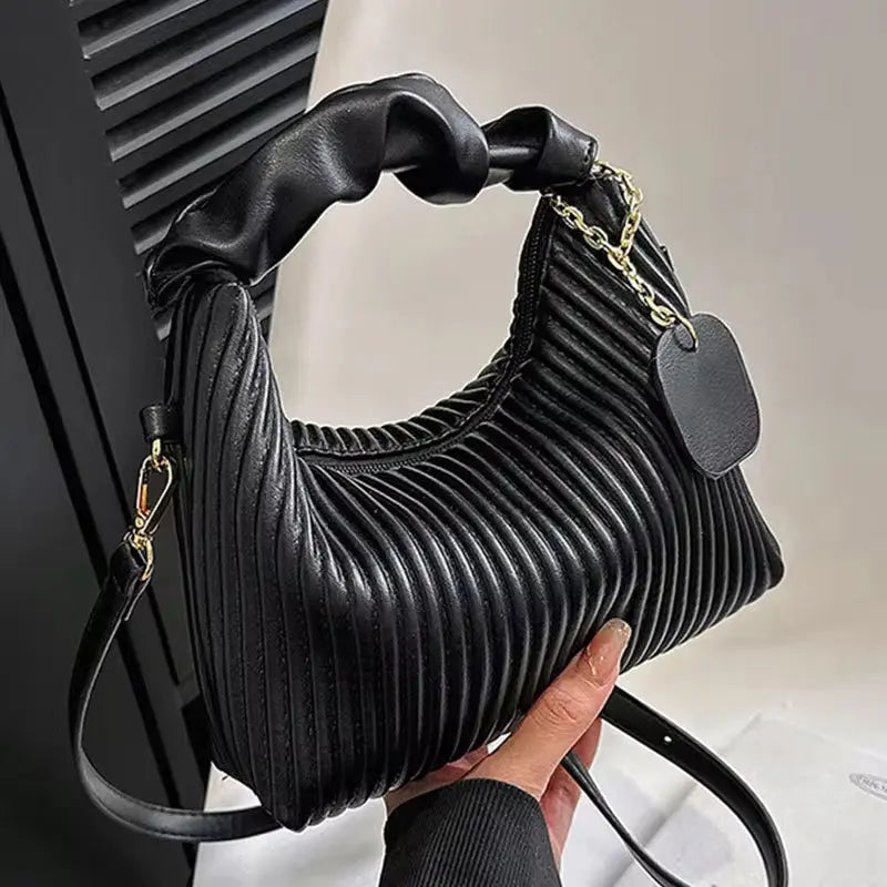 Lumina Pleated Hobo – Soft-Textured Ruched Handbag & Crossbody Purse