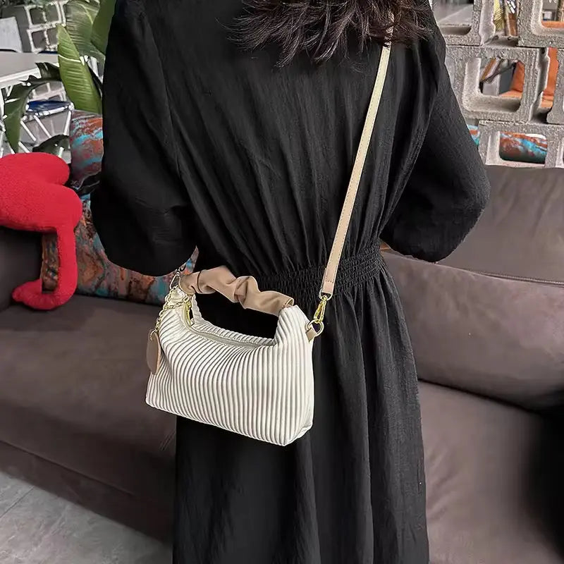 Lumina Pleated Hobo – Soft-Textured Ruched Handbag & Crossbody Purse