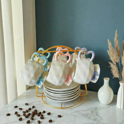 Faceted Bow Collection – Geometric Sculptural Ceramic Cup & Saucer Set