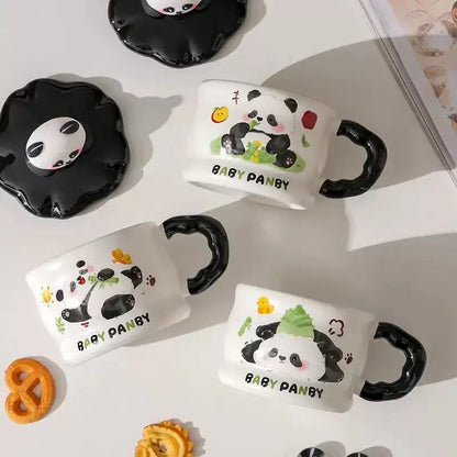 Bamboo Muse Mug – Artisan Baby Panda Ceramic Cup & Modern Contrast Handle