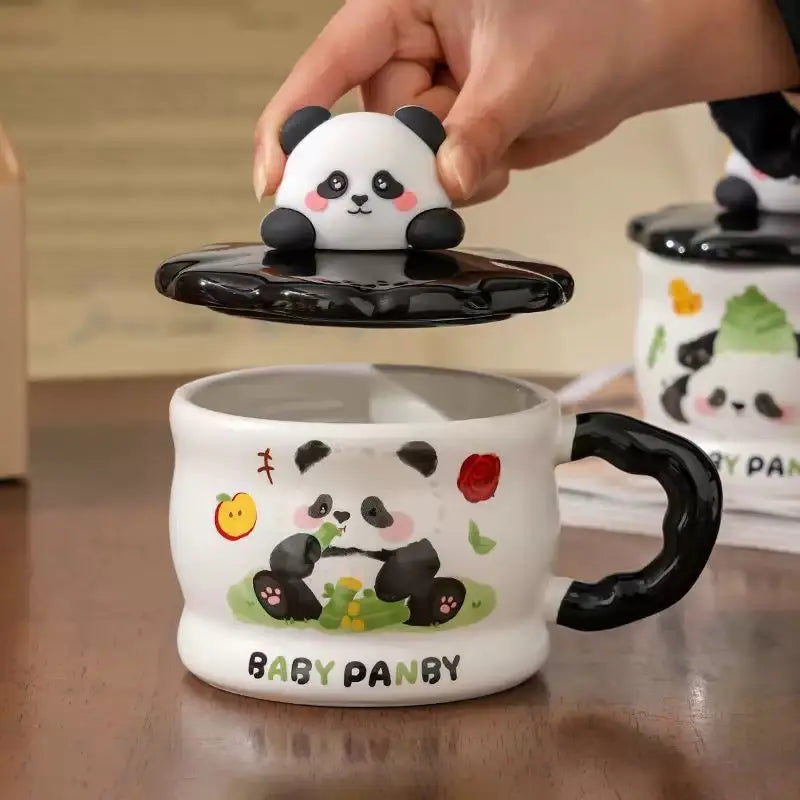 Bamboo Muse Mug – Artisan Baby Panda Ceramic Cup & Modern Contrast Handle