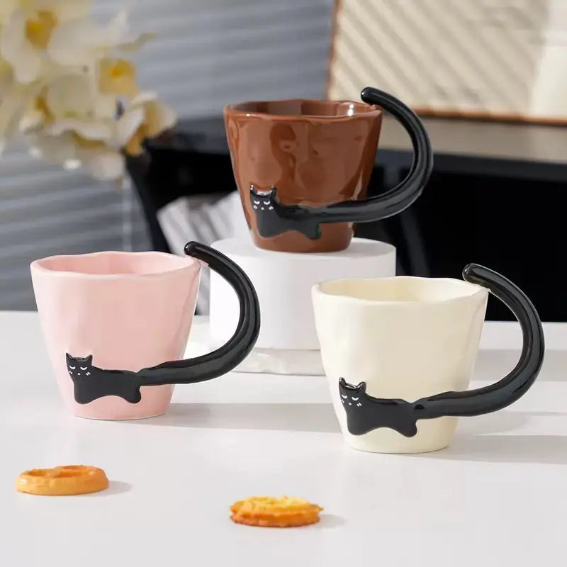 Shadow Muse Mug – Artisan Ceramic Cup & Sculptural 3D Black Cat Handle