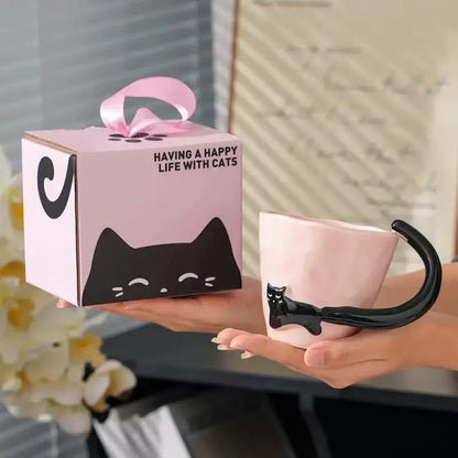 Shadow Muse Mug – Artisan Ceramic Cup & Sculptural 3D Black Cat Handle