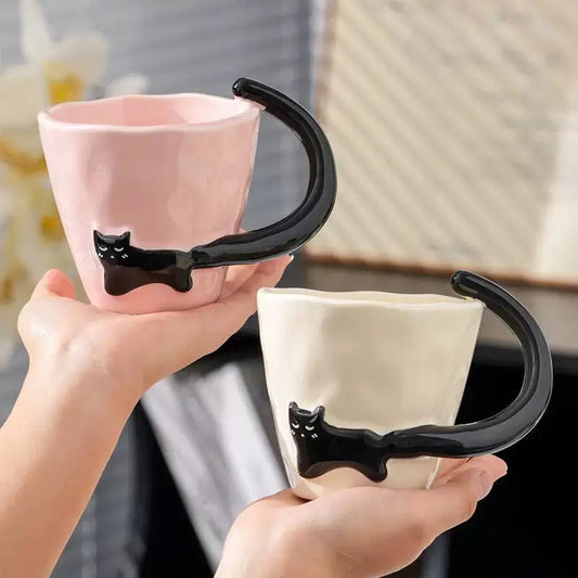 Shadow Muse Mug – Artisan Ceramic Cup & Sculptural 3D Black Cat Handle