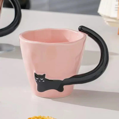 Shadow Muse Mug – Artisan Ceramic Cup & Sculptural 3D Black Cat Handle