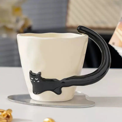 Shadow Muse Mug – Artisan Ceramic Cup & Sculptural 3D Black Cat Handle
