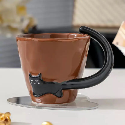 Shadow Muse Mug – Artisan Ceramic Cup & Sculptural 3D Black Cat Handle
