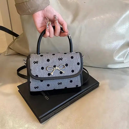 Chic Polka Dot Bow Handbag – Vintage Mini Top-Handle & Crossbody Purse