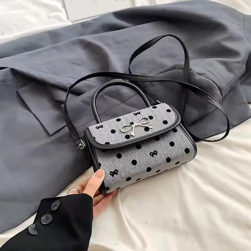 Chic Polka Dot Bow Handbag – Vintage Mini Top-Handle & Crossbody Purse