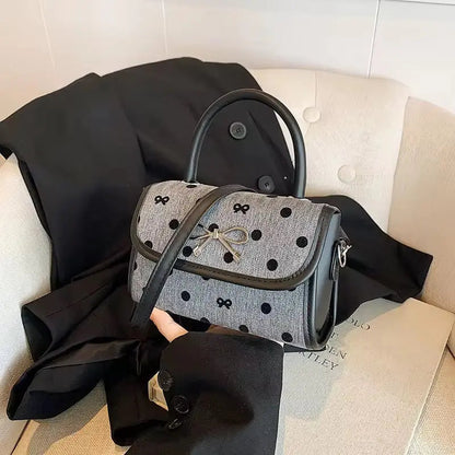 Chic Polka Dot Bow Handbag – Vintage Mini Top-Handle & Crossbody Purse